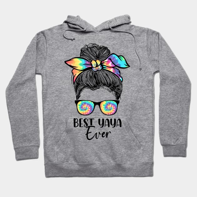 Best Yaya Ever Tie Dye Messy Bun Bandana Mother's Day Hoodie by Harle